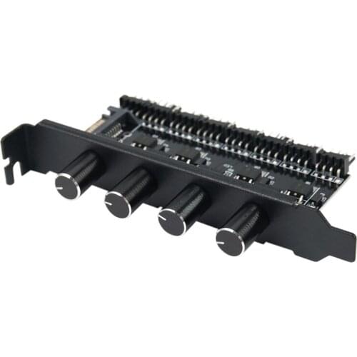 Pc 8 Channels Fan Hub 4 Knob Cooling Fan Speed Controller For Cpu Case Hdd Vga Pwm Fan Pci Bracket Power By 12V Fan Control