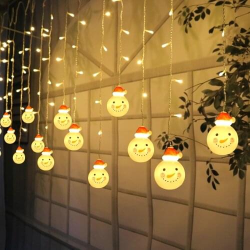 3.5M 5M Snowman Led curtain string light 8 modes Connectable Santa Claus Christmas icicle light for Window Wedding party decor
