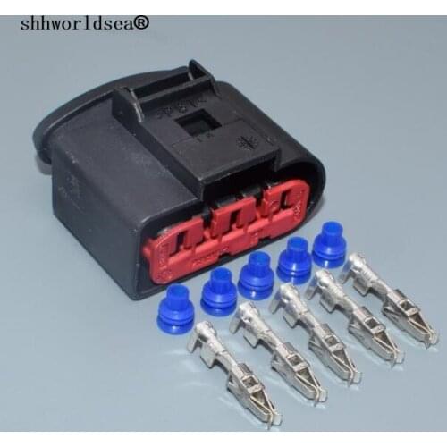 Shhworldsea Mass Air Flow Sensor 5 Pin Connector Adapter Plug w Wiring For VW Beetle Golf Passat For Audi A4 A6 A8 1J0973775A