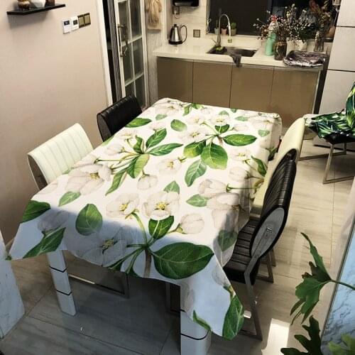 Green Plant Flower Tablecloth Household Waterproof Rectangular Fashion Dinner Cloth Picnic Table Cover Mantel Mesa Nappe Table