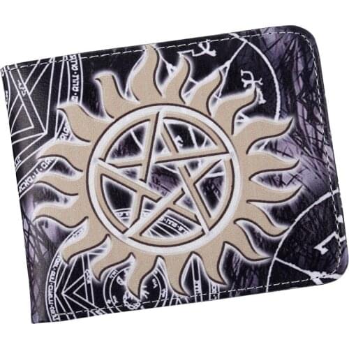 Supernatural Pentagram Wallet Mens PU Leather Credit Card Holder Wallet Bifold ID Cash