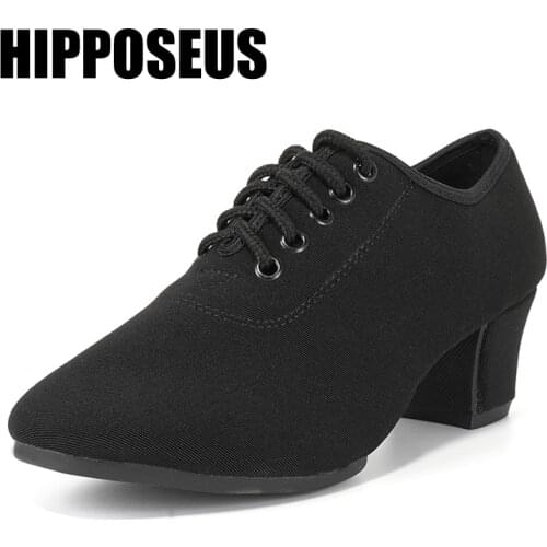 Latin Dance Shoes Oxford Cloth Rubber Sole Modern/Salsa/Tango/Jazz/Ballroom 5cm Square Heels Indoor/Outdoor Square Dancing Shoes