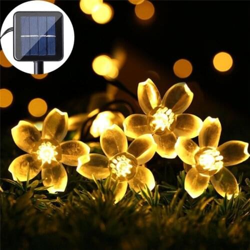 Waterproof Solar Garden Light String Lights LED Solar Light Flowers Christmas Lights Festival Party Wedding Decoration 7M 50Leds
