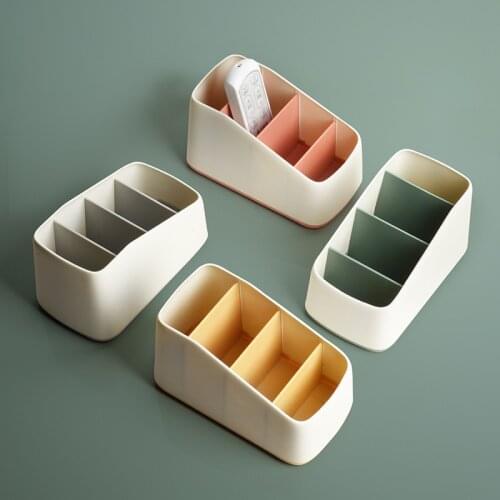 High Quality ABS 4 Grid Desktop Storage Organizer Box Multi-function Pen Holder Makeup Accessories Storage Box School Stationery