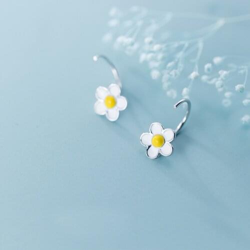 MloveAcc Real 925 Sterling Silver Stud Earrings Collection with Flower Shape for Women Jewelry