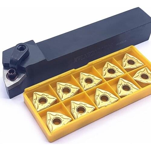 1PCS MWLNR1616H08 MWLNR2020K08 MWLNR2525M08 External turning tool holder+10PCS WNMG080408 cemented carbide tool