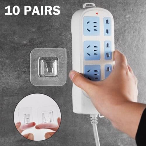 10 Pairs Double-Sided Adhesive Kitchen Wall Hook Hanger Strong Transparent Wall Storage Sucker For Kitchen Bathroom Hooks