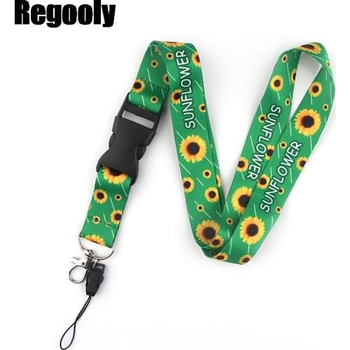 10pcs Sunflowers Neck keychain necklace webbings ribbons Anime Cartoon Neck Strap Lanyard ID badge holder Keychain Lanyard gift
