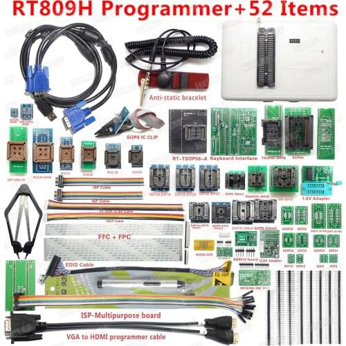 100% Original RT809H Universal Programmer EMMC-Nand FLASH Programmer +52 Items +TSOP56 TSOP48 EDID/HDMI-compatible Cable