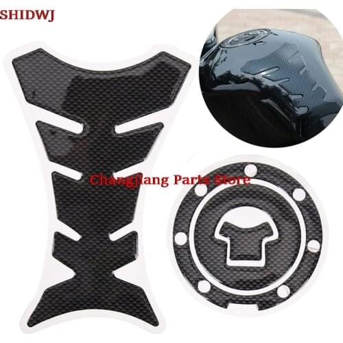 2x Motorcycle Carbon Fiber Tank Pad Protector Sticker Honda Yamaha Kawasaki Suzuki Ducati Universal Fishbone