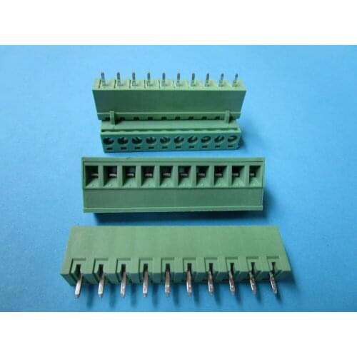 40 Pcs Close Straight 10 pin/way Pitch 5.08mm Screw Terminal Block Connector Green Color Pluggable Type With Straight pin