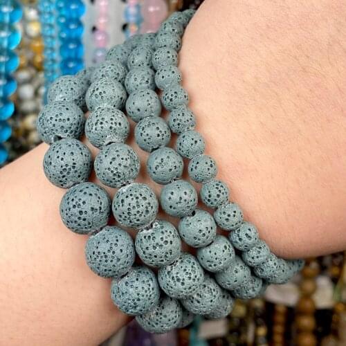 6-12mm Dull Polish Natural Green Volcanic Rock Lava Stone Loose Spacer Matte Beads For Jewelry Making Diy Accessories 15