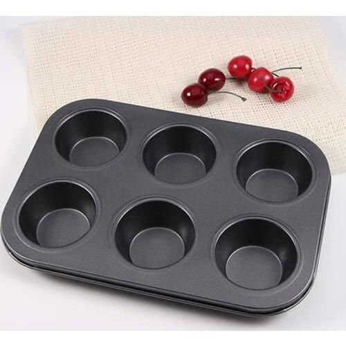 6 Hole Nonstick Cavity Cake Mold Baking Pan Tray Chocolate Muffin Cupcake Jelly Bakeware Tools Kitchen Supplies Diy Carbon Steel