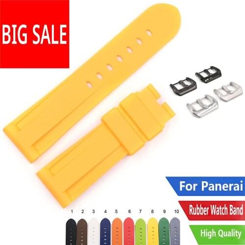 CARLYWET 22 24mm Navy Blue Waterproof Silicone Rubber Replacement Watch Band Loop Strap For Panerai Luminor