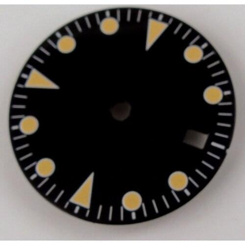 28.5mm Black Sterile Watch Dial Date Window Fit ETA2836 Miyota 8215 821A 8205 MOVEMENT