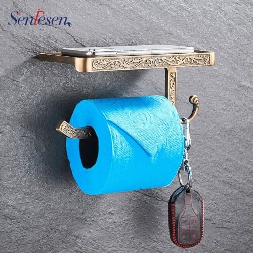 Senlesen Bathroom Toilet Paper Holder Mobile Phone Holder Zinc Alloy Shelf Bathroom Towel Rack Toilet Paper Rack Tissue Box