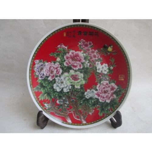 Ancient Chinese ceramics hand painting, peony hibiscus flowers board