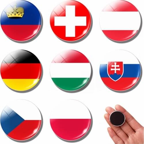 Central Europe Flag Czech Poland Republic Hungary Germany Austria Switzerland 30MM Fridge Magnet Magnetic Refrigerator Stickers