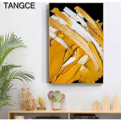 Abstract Yellow Color Block Canvas Painting Bright Posters and Prints Artistic Wall Picture for Living Room Lobby Imagen Moderna