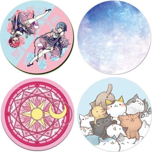 Computer Mouse Pad Rubber Thickening Cartoon Round Anime Mousepad Thickness 3mm Anti Slip Pad for Gaming Computer Laptop Office