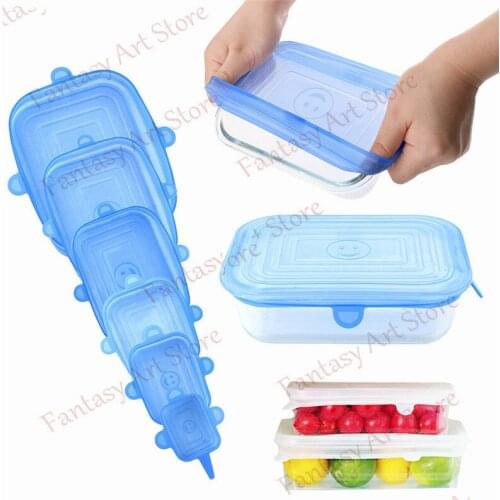Round and Square Silicone Stretchable Lid, Reusable Cookware, Pan, Bowl, Pot, Food, Fresh, Sealed Lid, Transparent Kitchen Stora