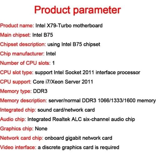 X79T LGA 2011 B75 Mining Motherboard DDR3 x 4 Memory Slot NVME M.2 Interface