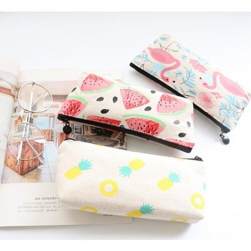 Cute Fresh Summer Style Watermelon pineapple Flamingos Pen Pencil Case Case School Office Supply Student Stationery Kid Gift