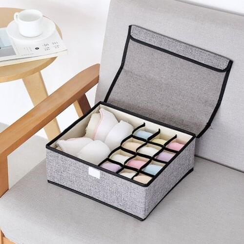 Washable Bra Underwear Storage Box With Cover Folding Cases Necktie Socks Underwear Clothing Drawer Closet Organizer Container