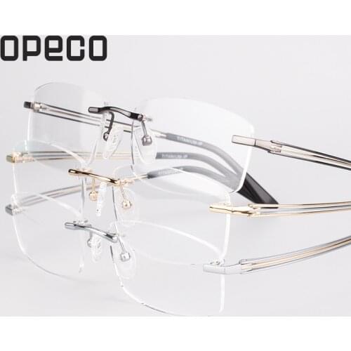 Opeco Pure Titanium Eyewear Rimless Mens Glasses Frame male Myopia Optical Prescription Eyeglasses computer Spectacles #9123