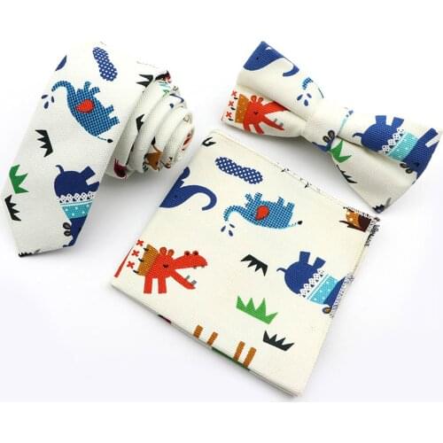 New Brand Linen Tie Set Mens Slim Tie Star Floral Hanky Bowtie Skinny Paisley Necktie Pocket Square Bow ties Party Sets For Men