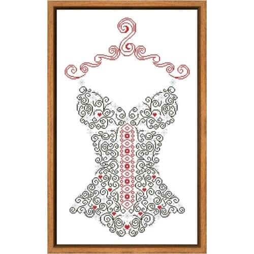Corset cross stitch kits simple pattern aida fabric 18ct 14ct 11ct count white canvas cotton thread embroidery