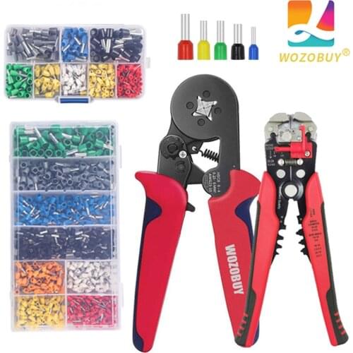 Crimper Tool Kit,HSC8 6-4A 0.25-10mm², 23-7 AWG Including Insulated Wire Terminals Self Adjusting Crimping Plier Set Tool Red