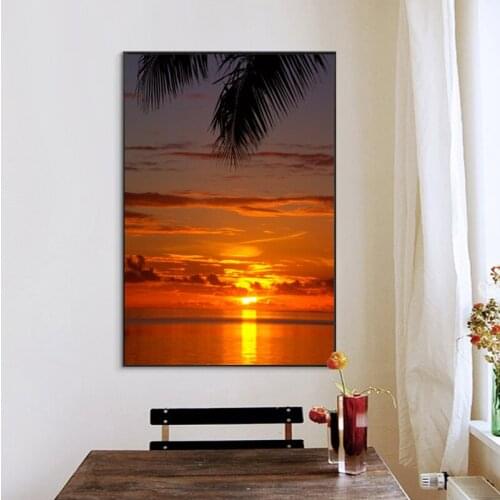 Modern Landscape Posters and Prints Wall Art Canvas Painting Sea Sunset Glow Pictures for Living Room Cuadros Decor No Frame