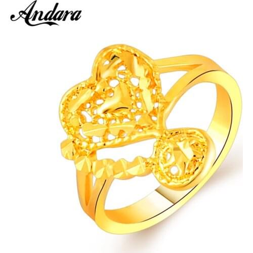 New Arrival Queen Crown Gold Rings Luxury 24K Gold Color Finger Rings Jewelry Wedding Accessories