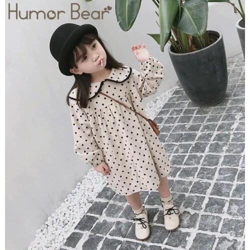 Humor Bear Baby Girls Dress Polka Dot Doll Collar Party Princess Dress 2020 Spring Autumn Brand New Toddler Girl Dress 3-7Y