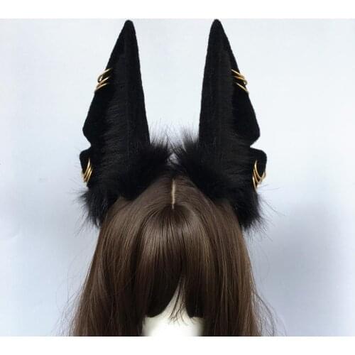 Cosplay Wolf Ears Beast Ears Headband Simulation Anime Lolita Headdress Cute Animal Ears KC Hair hoop Headwear Masquerade Anubis