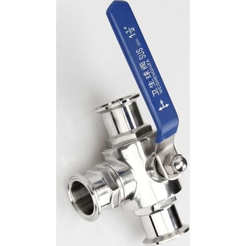 Sanitary SUS304 Stainless Steel Tri Clamp Ball Valve Three Way Manual T-type Ball Valve Pipe OD 89/102/108mm