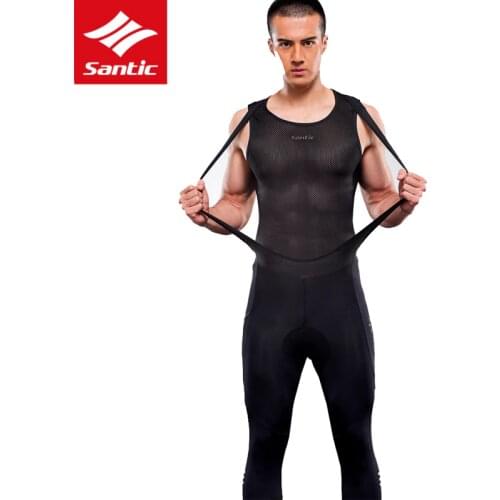 Santic Men High Elastic Quick Dry Sports Cycling Bike Bib Shorts Straps Shockproof Pro Gel 4D Padding Cycling Bike Clothing