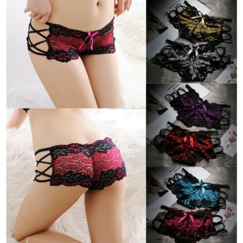 HOT Sexy Women Solid Panties Lady Boxers Lace bow bandage Underwear Female Underpants Seamless Briefs