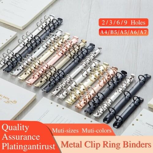 Metal Rose Gold Loose-Leaf Binder Rings Mechanism For A6 A5 B5 Notebooks Black Silver Binder Clip Planner Accessories