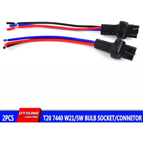 T20 Adapter 7443 W21/5W Socket Plug Cable Connector For Car Led Switchback Back-Up Reverse Brake Turn Signal Light 2Pcs/Lot