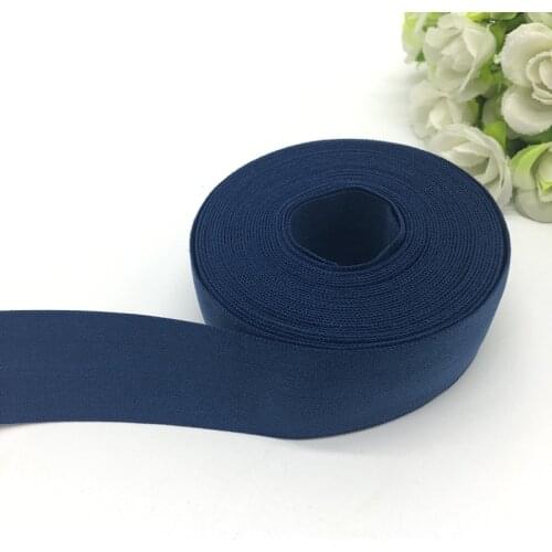 Navy blue (5yards/lot) 1"(25mm) Multirole Fold Over Elastics Spandex Satin Band DIY Lace Sewing Trim