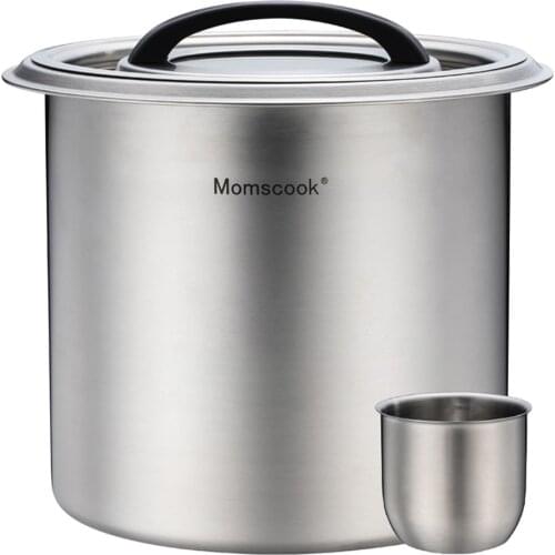 12L Rice Bucket Food Pot Sealed Barrel Container Storage Tank 304 Stainless Steel with Visual Cover Moisture Proof