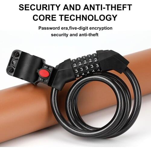 Bike Lock 5 Digit Code Combination Bicycle Lock Spiral Steel Cable Bicycle Security Lock MTB Road Motorcycle Anti-theft Lock