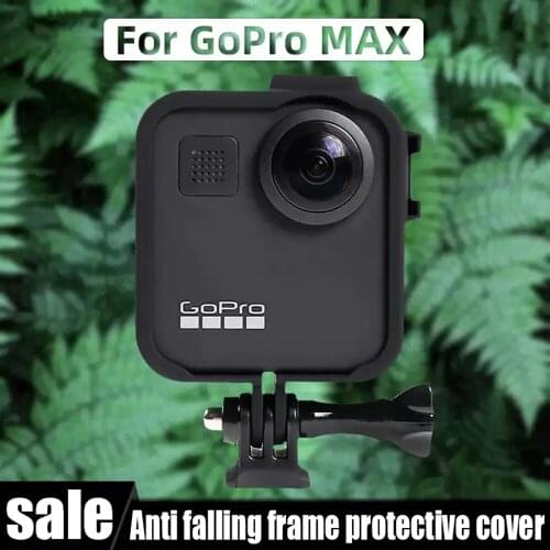 The protective cover of GoPro max360 panoramic camera is open on the side