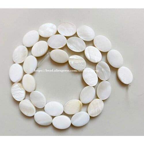 15" Strand Free Shipping 14x10x2mm Natural Mother of Pearl Shell Flat Oval Loose Beads Approx 39CM Per Strand No.SB2