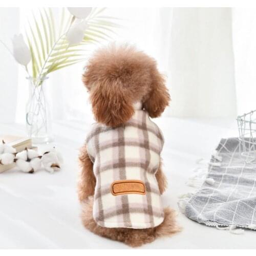 A Winter Dog Clothes Jacket Lattice Pets Outfits Warm Clothes for Small Dogs Costumes Coat Jacket Puppy Chihuahua Clothing