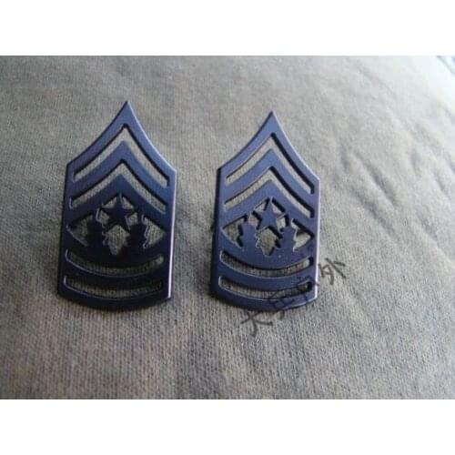 PAIR OF US USMC MARINE CORPS SERGEANT MAJOR RANK METAL BADGE PIN BLACK