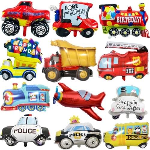 1PC DIY Cartoon Car Foil Balloon Fire Truck Car Train Ambulance Heliums Balloon Baby Shower Birthday Party Decorations Kids Toys