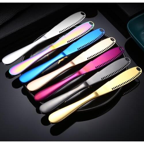 1pcs Multi-function Butter Knife Stainless Steel Cheese Butter Cutter With Hole Wipe Bread Cream Knives Kitchen Gadgets